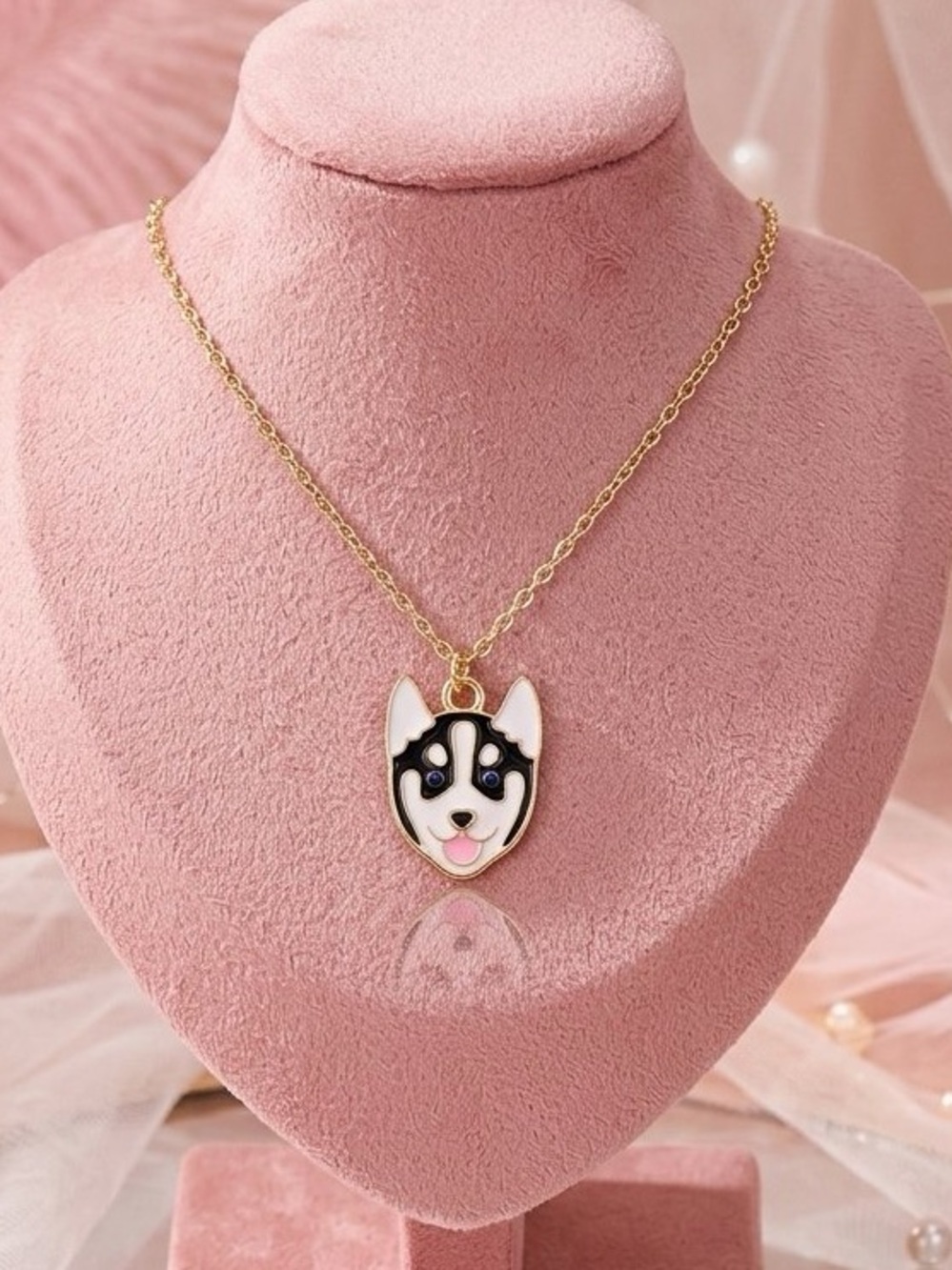 Kawaii Coquette Husky Dog Necklace Y2K Cottagecore Dainty Dog Mom Pet Parent